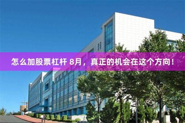 怎么加股票杠杆 8月，真正的机会在这个方向！