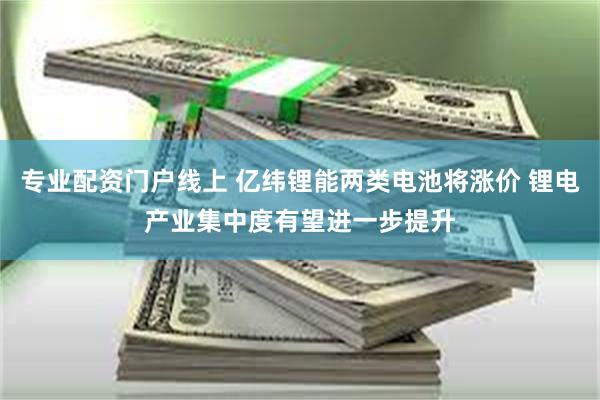 专业配资门户线上 亿纬锂能两类电池将涨价 锂电产业集中度有望进一步提升