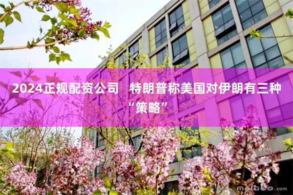 2024正规配资公司   特朗普称美国对伊朗有三种“策略”