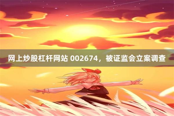 网上炒股杠杆网站 002674，被证监会立案调查