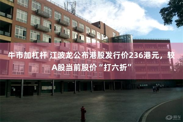 牛市加杠杆 江波龙公布港股发行价236港元，较A股当前股价“打六折”