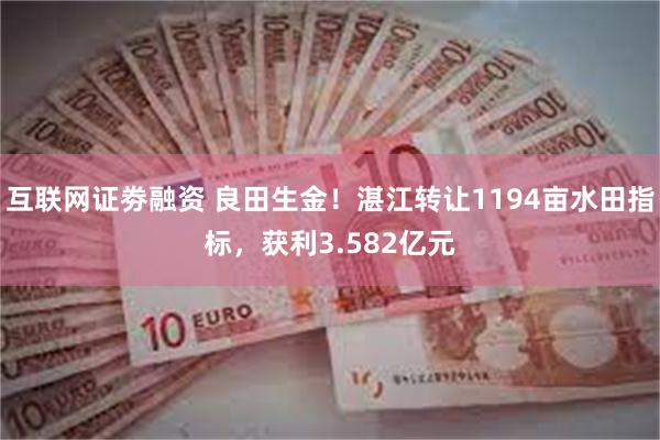 互联网证劵融资 良田生金!湛江转让1194亩水田指标,获利3.582亿元